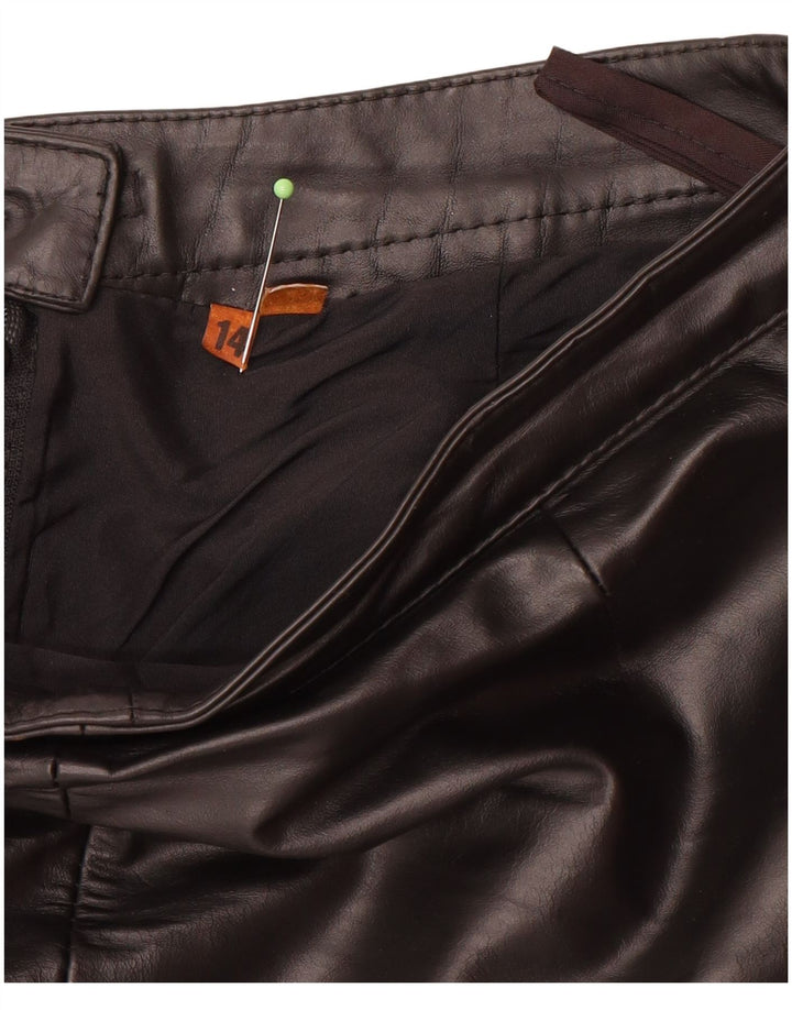 VINTAGE Womens Leather Skirt UK 14 Medium W30  Black Leather