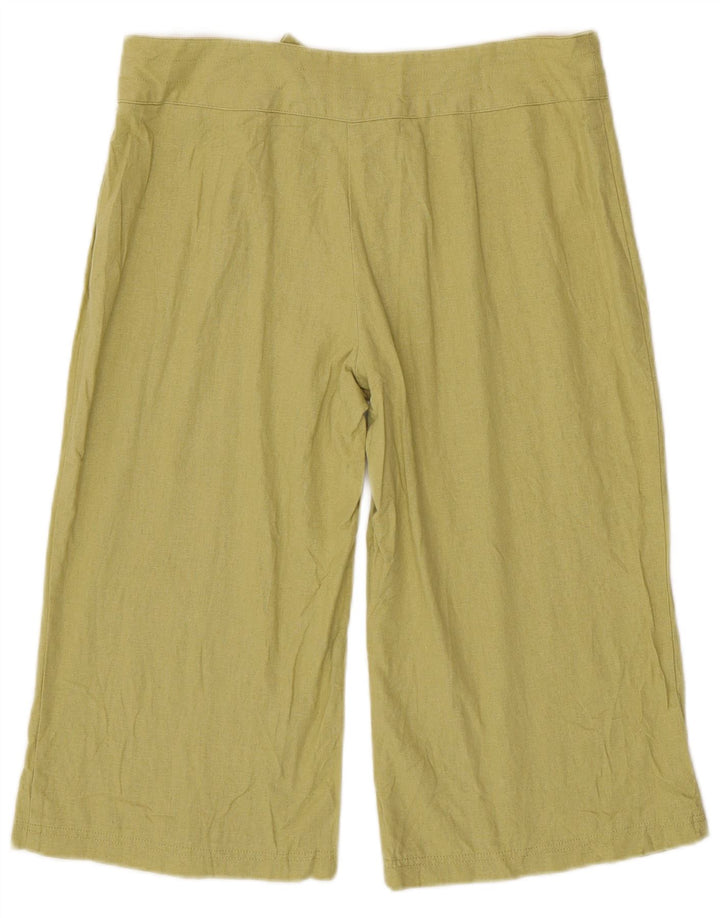 Marks & Spencer Womens Wide Leg Capri Trousers W32 L18 Green