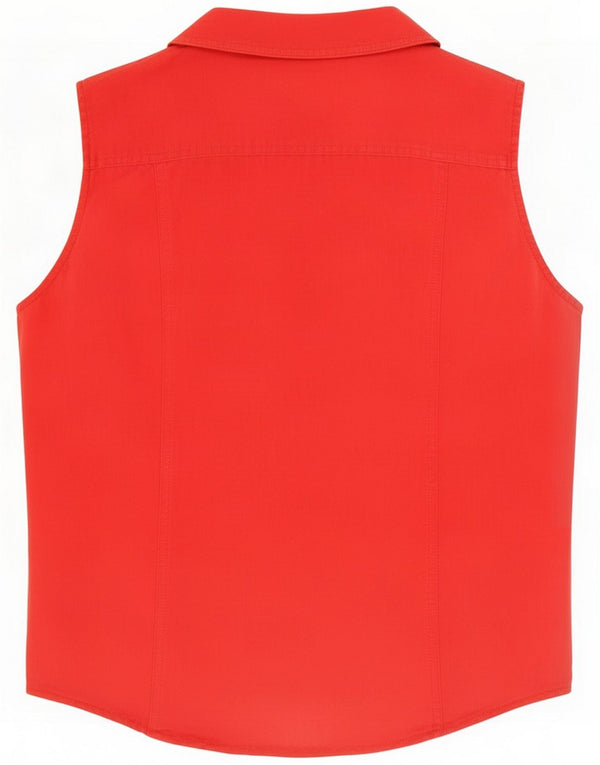 Invicta Womens Sleeveless Shirt Blouse UK 16 Large Red Linen