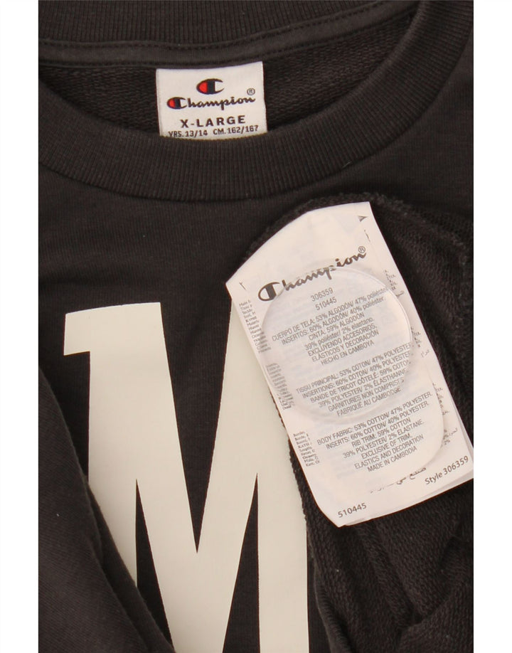 Champion Boys Graphic Sweatshirt Jumper 13-14 Years XL Black Cotton