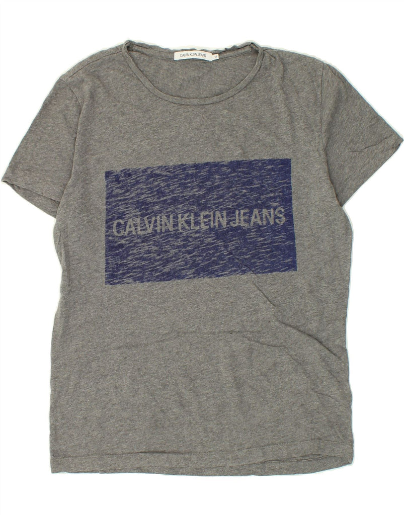 CALVIN KLEIN JEANS Mens Graphic T-Shirt Top Medium Grey Flecked Cotton | Vintage Calvin Klein Jeans | Thrift | Second-Hand Calvin Klein Jeans | Used Clothing | Messina Hembry 
