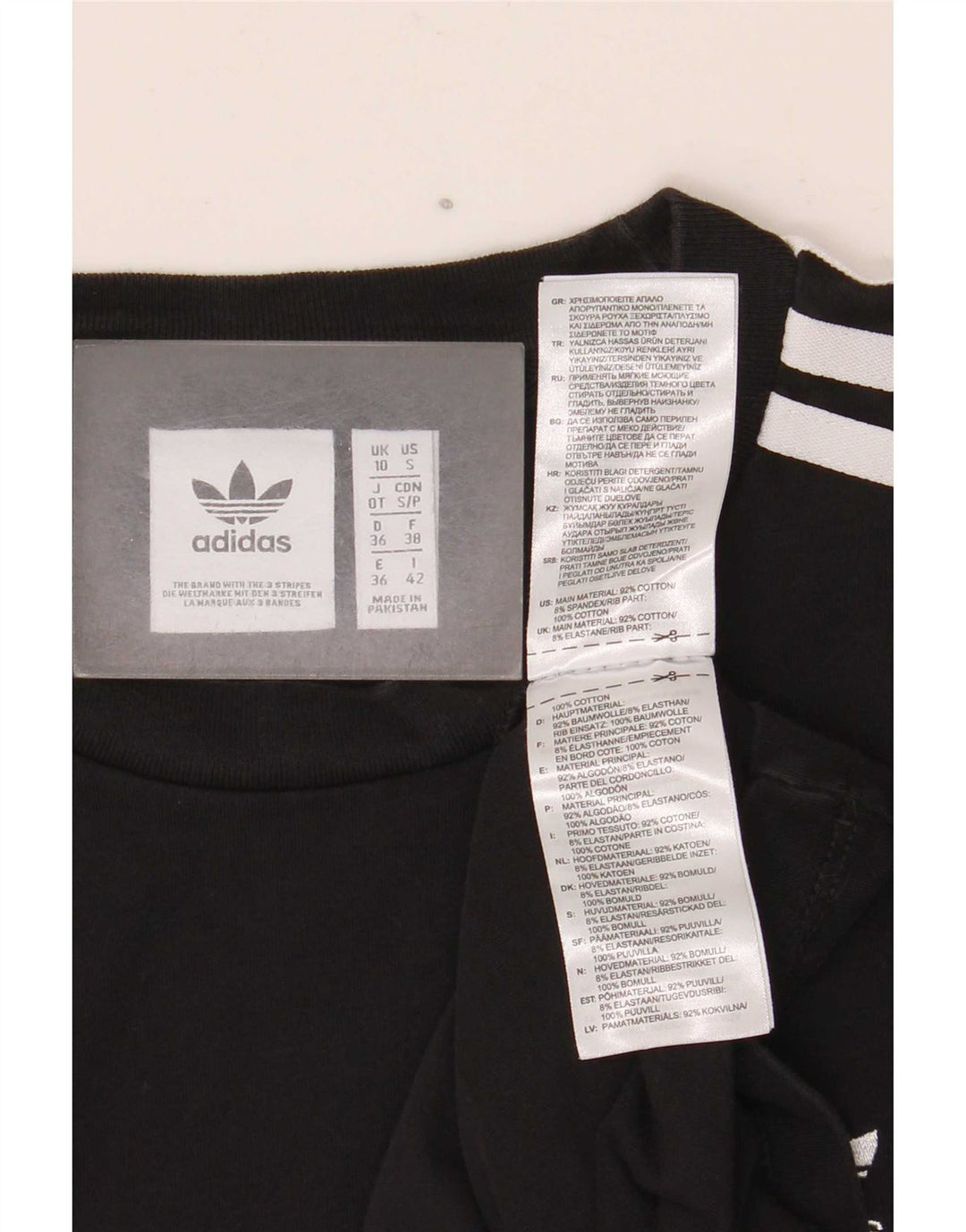 Adidas Womens Top Long Sleeve UK 10 Small Black Cotton