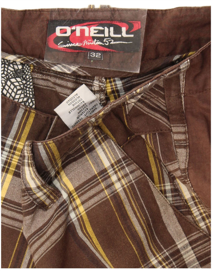 O'Neill Mens Chino Shorts W32 Medium Brown Plaid Cotton