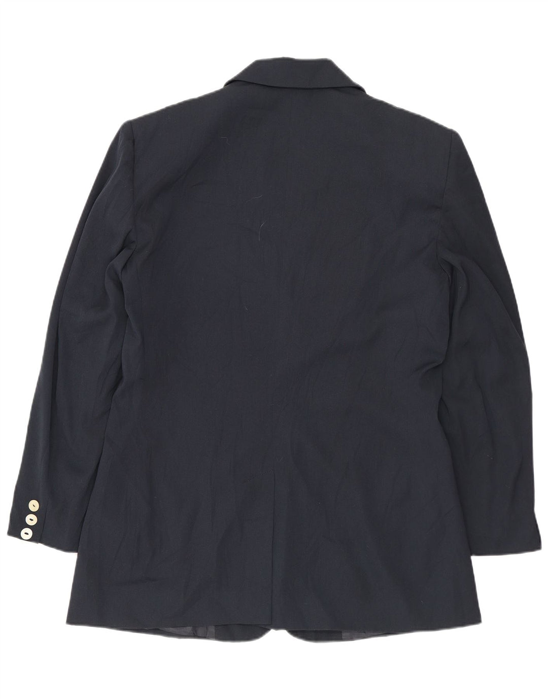 BENETTON Womens 2 Button Blazer Jacket IT 46 Large Navy Blue Polyester