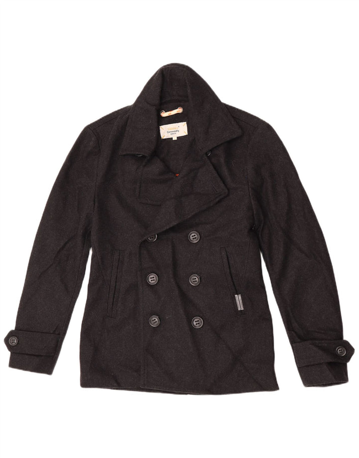 Superdry Mens Commodity Pea Coat UK 38 Medium Black Wool