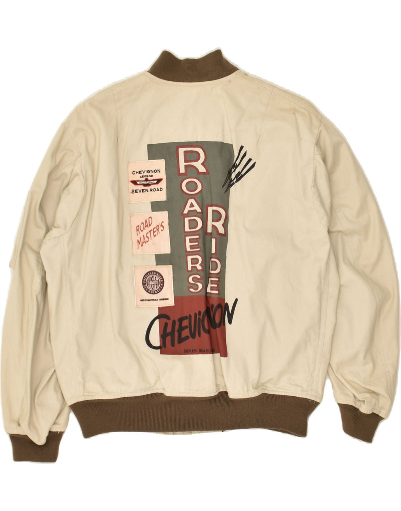 CHEVIGNON Boys Graphic Bomber Jacket 13-14 Years Beige Cotton Vintage Chevignon and Second-Hand Chevignon from Messina Hembry 