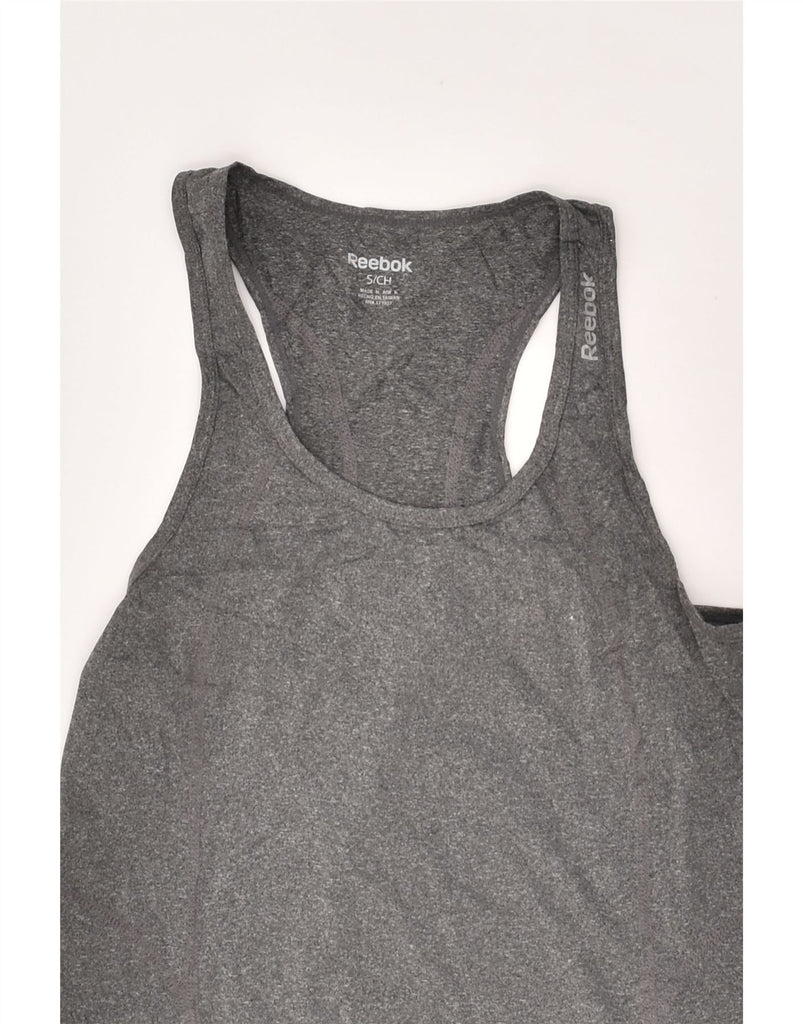 REEBOK Womens Vest Top UK 8 Small Grey Polyester | Vintage Reebok | Thrift | Second-Hand Reebok | Used Clothing | Messina Hembry 