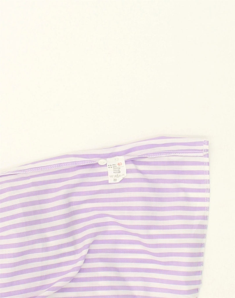 VINTAGE Womens Short Sleeve Shirt IT 40 Small Purple Striped Polyester | Vintage Vintage | Thrift | Second-Hand Vintage | Used Clothing | Messina Hembry 