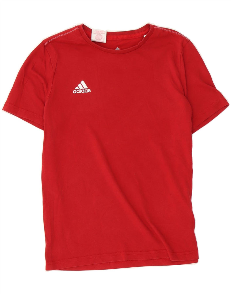 ADIDAS Boys Climalite T-Shirt Top 11-12 Years Red Cotton Vintage Adidas and Second-Hand Adidas from Messina Hembry 