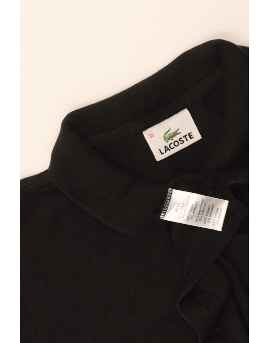 Lacoste Womens Polo Shirt Size 38 Medium Black Cotton