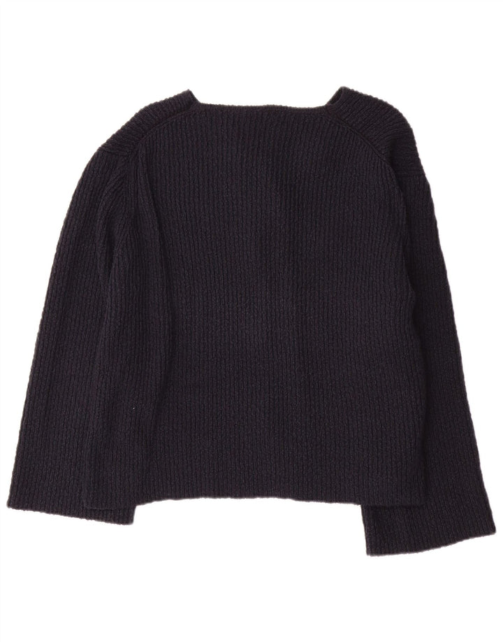 Massimo Dutti Womens Oversized Cardigan Sweater UK 14 Large Navy Blue