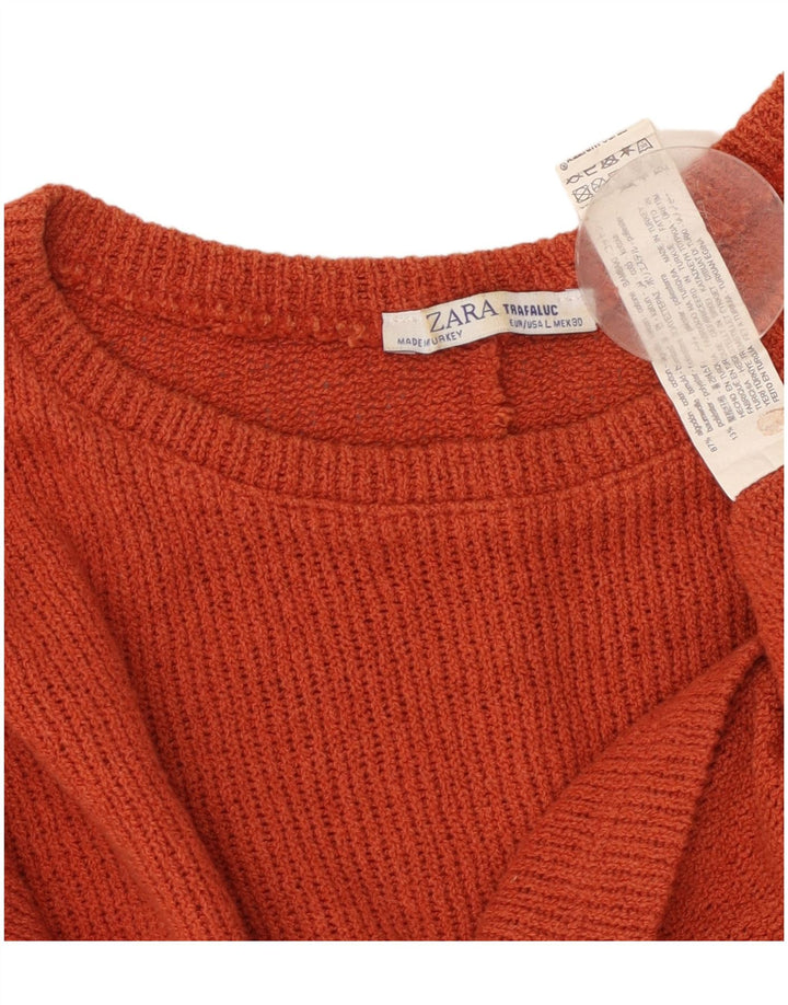 ZARA Womens Trafaluc Crop Boat Neck Jumper Sweater UK 16 Large Maroon