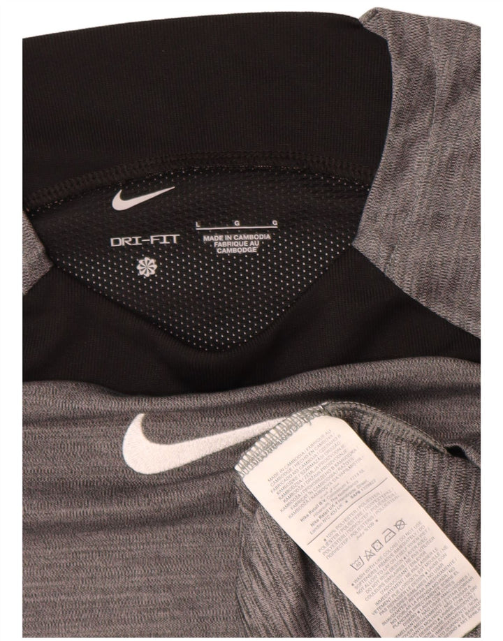 Nike Mens Dri Fit T-Shirt Top Large Grey Colourblock Polyester
