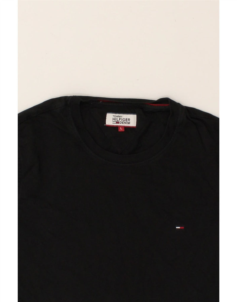 TOMMY HILFIGER Mens T-Shirt Top Large Black Cotton Vintage Tommy Hilfiger and Second-Hand Tommy Hilfiger from Messina Hembry 