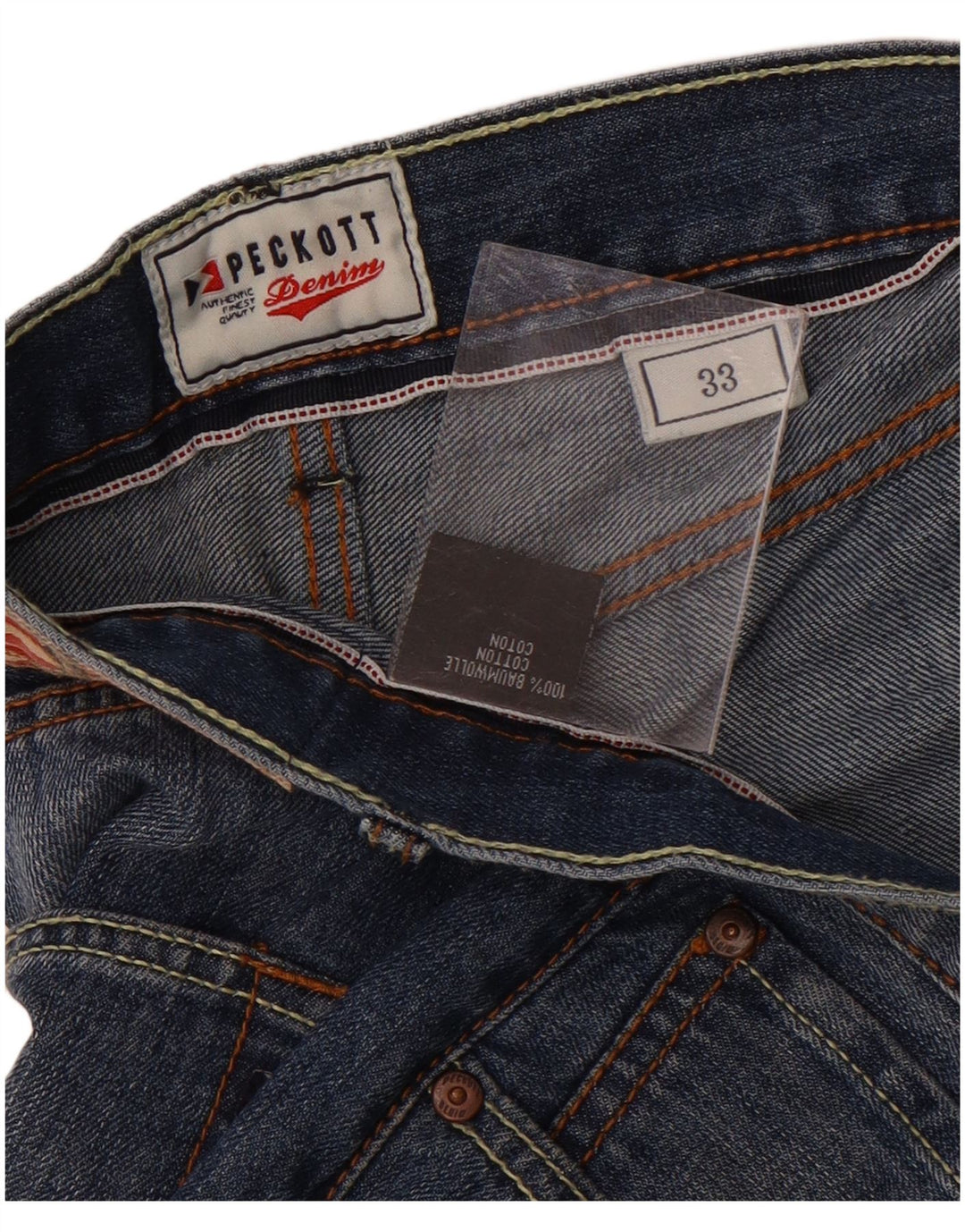 Peckott Mens Denim Shorts W33 Medium Blue Cotton