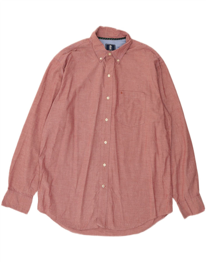 IZOD Mens Shirt Large Maroon Cotton