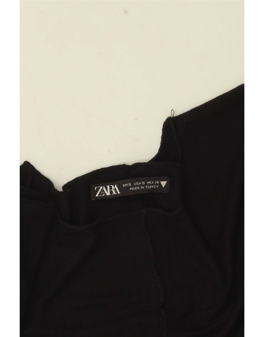 Zara Womens Crop Top Long Sleeve UK 8 Small Black
