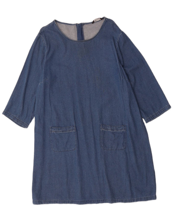 Marks & Spencer Womens 3/4 Sleeve Oversized Denim Dress UK 16 Large Blue