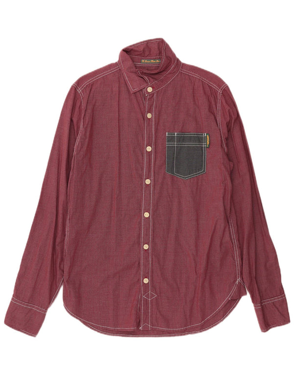 Superdry Mens Shirt Large Burgundy Check Cotton