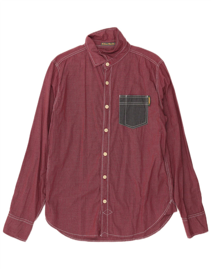Superdry Mens Shirt Large Burgundy Check Cotton