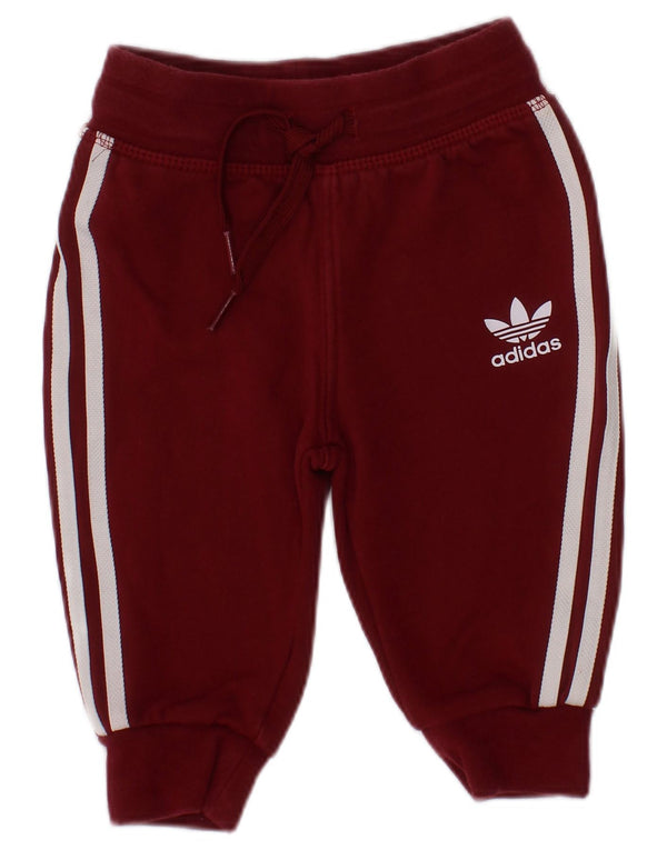Adidas Baby Girls Graphic Tracksuit Trousers 3-6 Months Burgundy Cotton