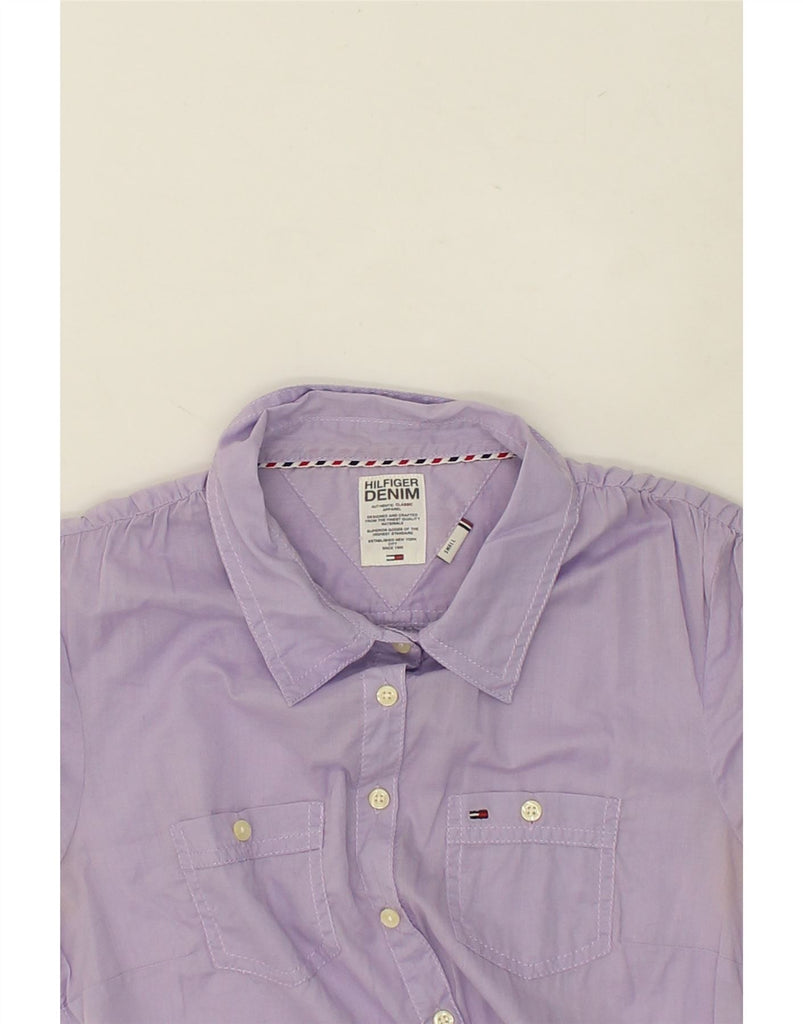 TOMMY HILFIGER Womens Short Sleeve Shirt UK 10 Small Purple | Vintage Tommy Hilfiger | Thrift | Second-Hand Tommy Hilfiger | Used Clothing | Messina Hembry 