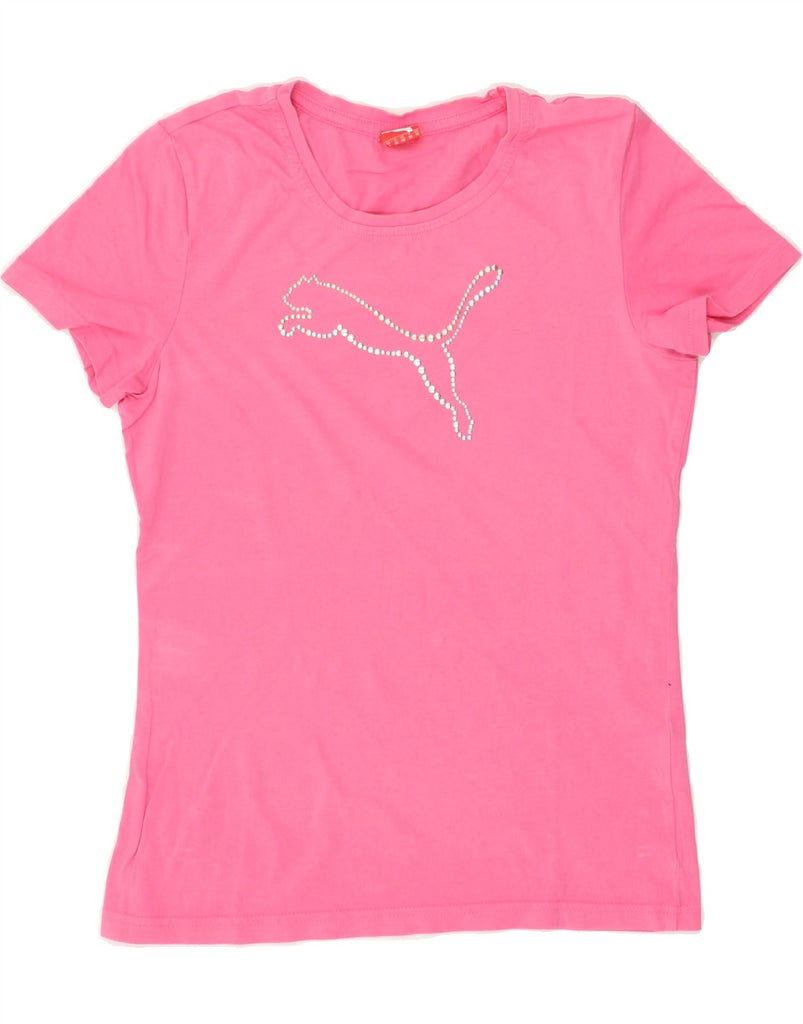 PUMA Womens Graphic T-Shirt Top UK 10 Small Pink Cotton Vintage Puma and Second-Hand Puma from Messina Hembry 