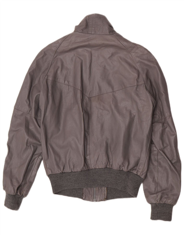 Vintage Mens Leather Jacket IT 48 Medium Grey Leather