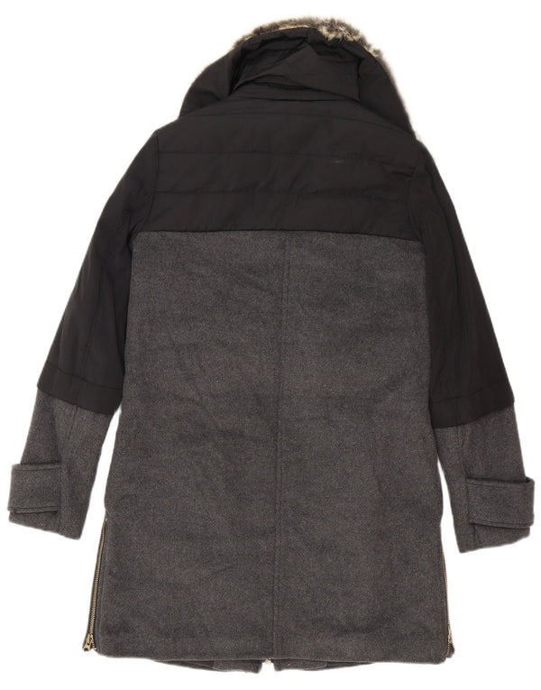 Zara Womens Oversized Overcoat UK 6 XS Black Colourblock