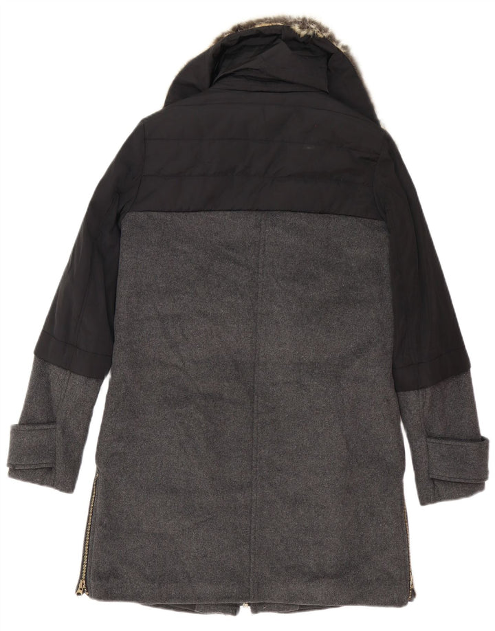 Zara Womens Oversized Overcoat UK 6 XS Black Colourblock