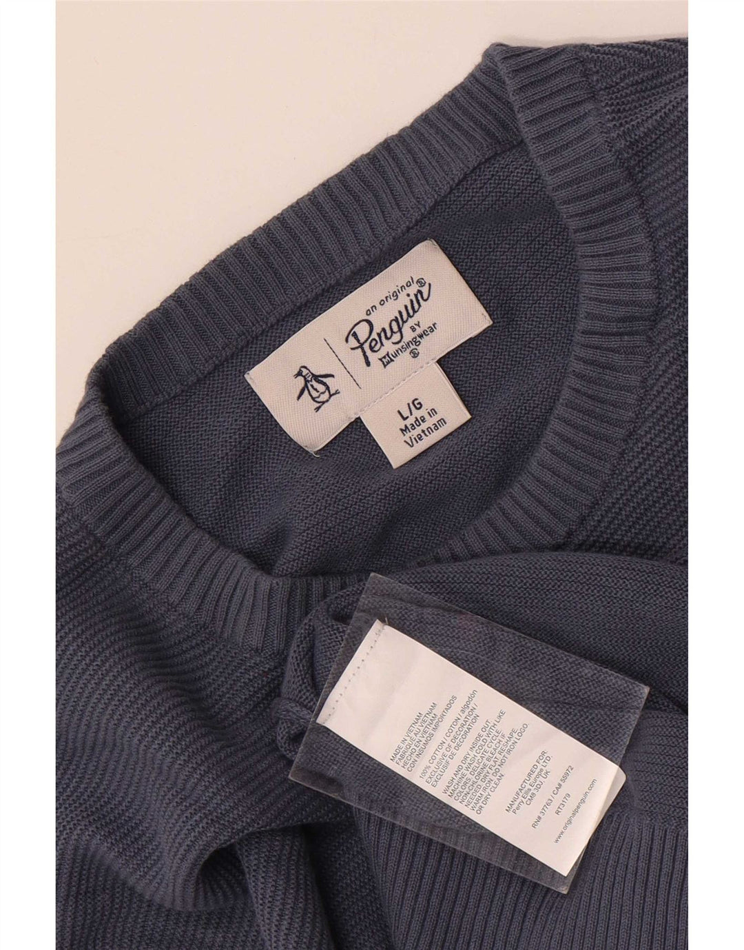 Penguin Mens Crew Neck Jumper Sweater Large Blue Cotton