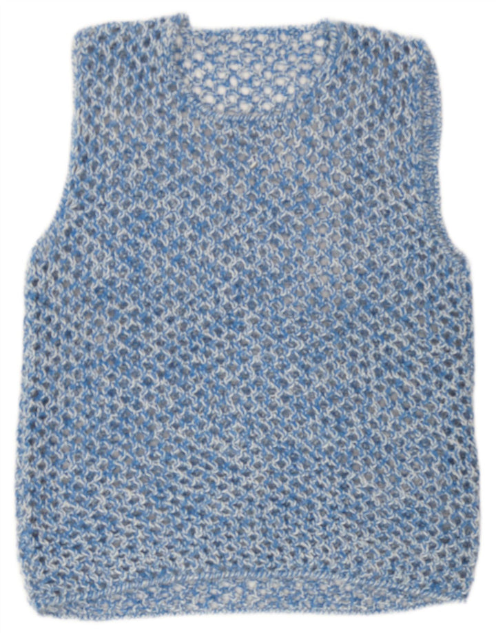 Vintage Womens See Through Vest Tank Top UK 16 Large Blue Flecked