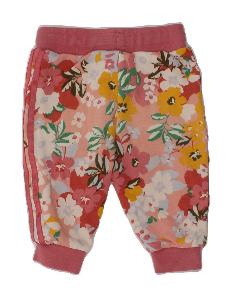 ADIDAS Baby Boys Joggers Tracksuit Trousers 6-9 Months Pink Floral Cotton | Vintage Adidas | Thrift | Second-Hand Adidas | Used Clothing | Messina Hembry 