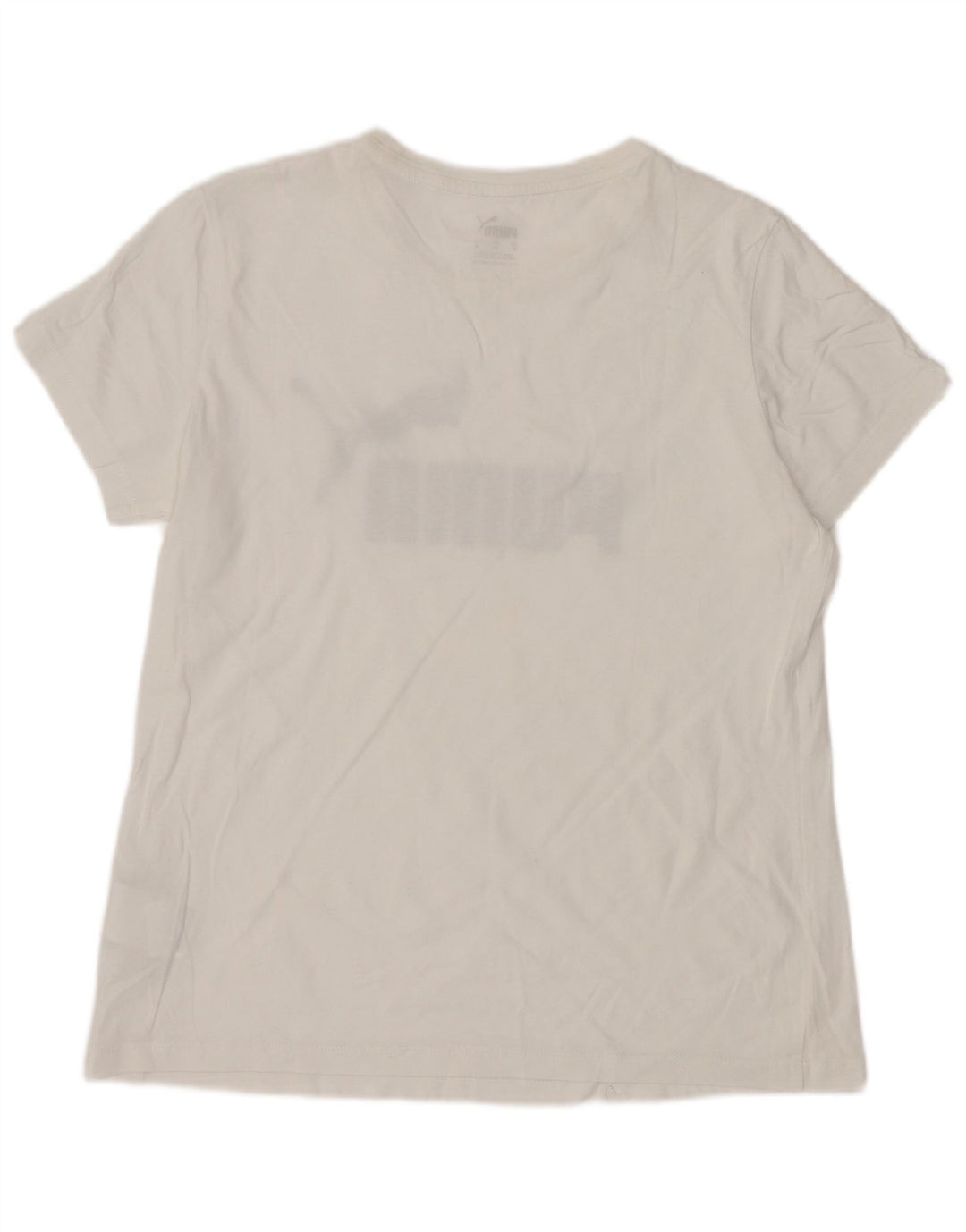 Puma Womens Graphic T-Shirt Top UK 12 Medium White Cotton