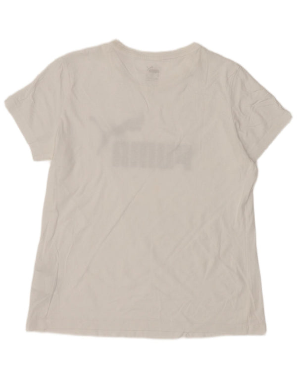 Puma Womens Graphic T-Shirt Top UK 12 Medium White Cotton