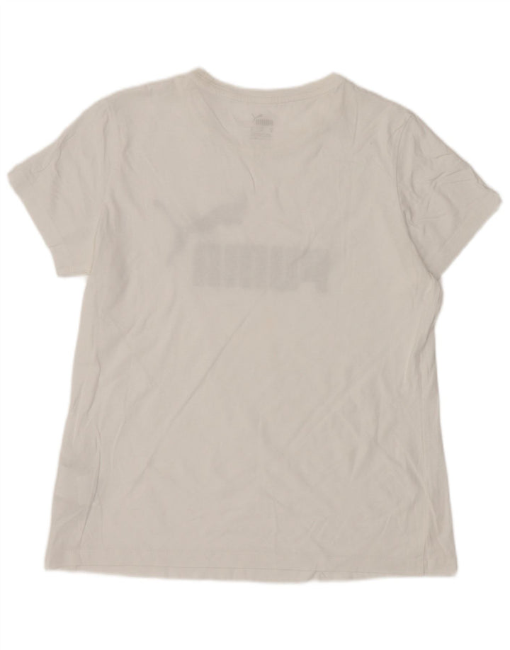 Puma Womens Graphic T-Shirt Top UK 12 Medium White Cotton