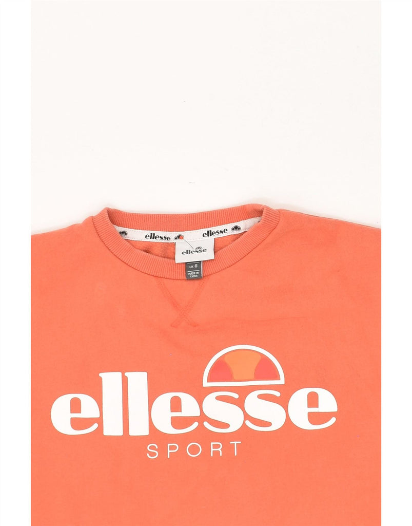 ELLESSE Womens Graphic Sweatshirt Jumper UK 8 Small Orange Vintage Ellesse and Second-Hand Ellesse from Messina Hembry 