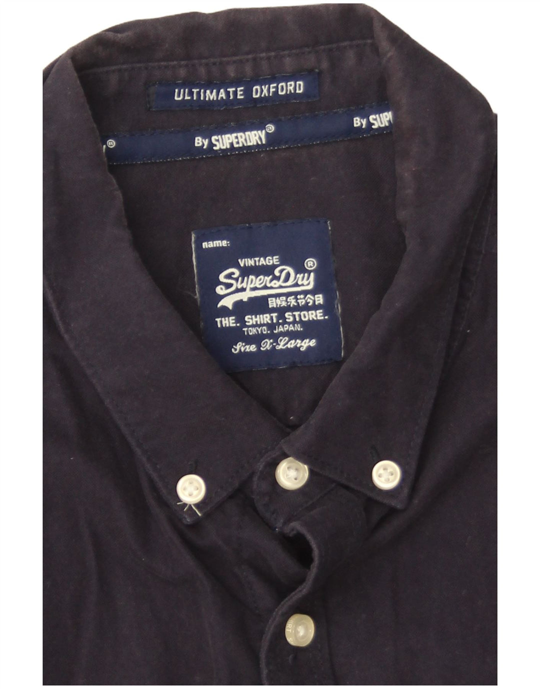 Superdry Mens Short Sleeve Shirt XL Navy Blue Cotton
