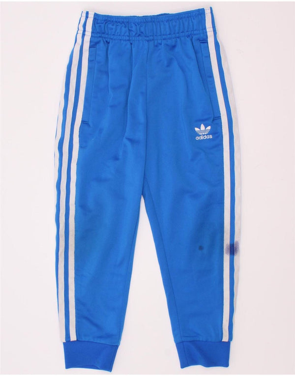 Adidas Boys Tracksuit Trousers Joggers 5-6 Years Blue Polyester