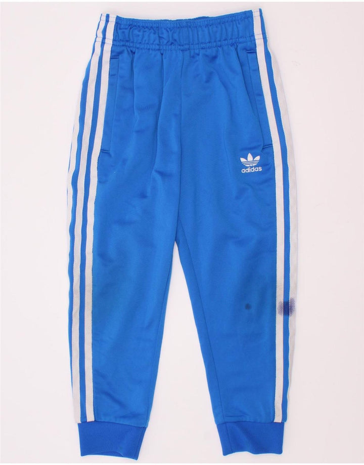 Adidas Boys Tracksuit Trousers Joggers 5-6 Years Blue Polyester