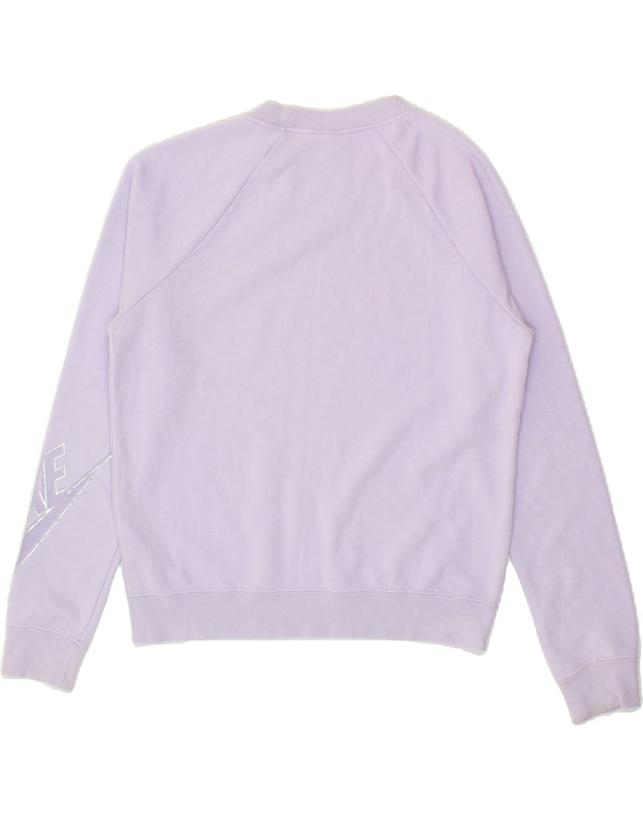 NIKE Womens Oversized Graphic Sweatshirt Jumper UK 6 XS Purple Vintage Nike and Second-Hand Nike from Messina Hembry 