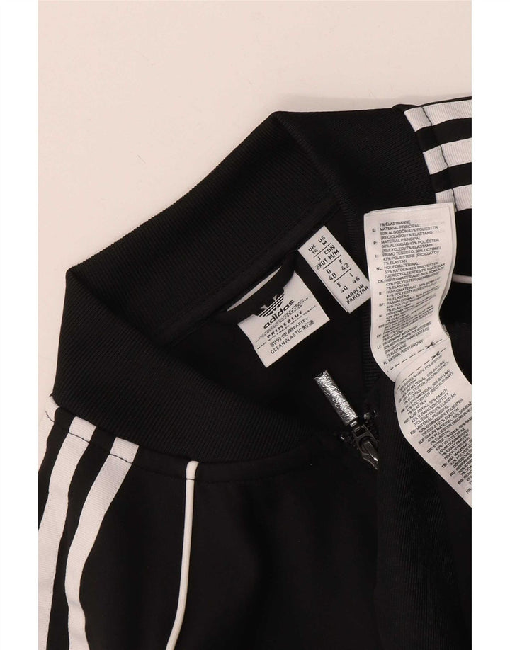Adidas Womens Tracksuit Top Jacket UK 14 Medium Black Polyester