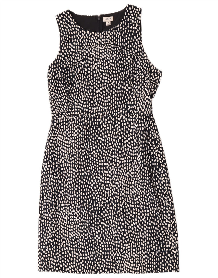J. Crew Womens Sleeveless Sheath Dress US 8 Medium Black Spotted Cotton