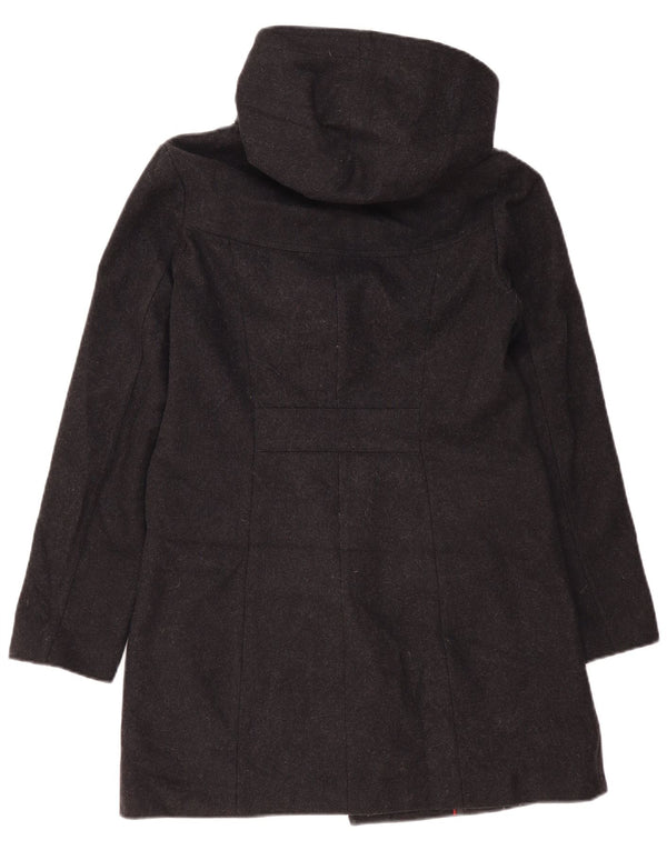 Tommy Hilfiger Womens Hooded Duffle Coat UK 10 Small Grey Wool