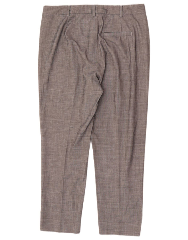 Marks & Spencer Womens Crop Tapered Suit Trousers UK 12 Medium W30 L25 Grey