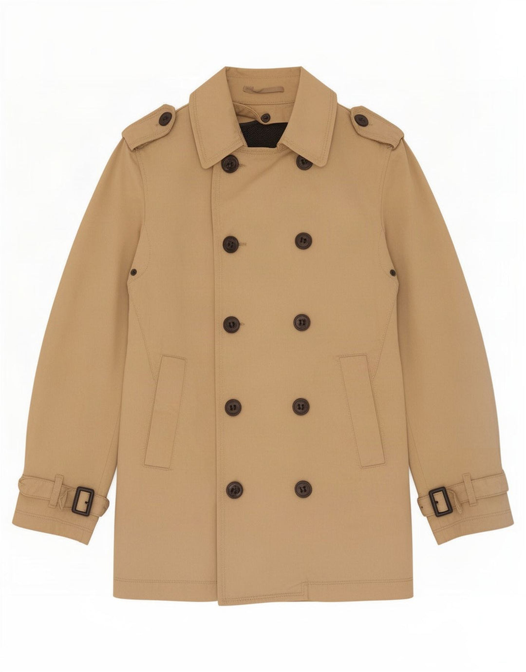 Zara Mens Trench Coat UK 36 Small Beige Polyester
