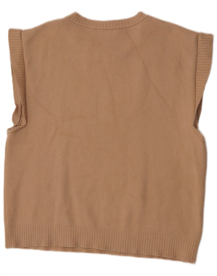 Zara Womens Vest Tank Top UK 14 Medium Beige Viscose