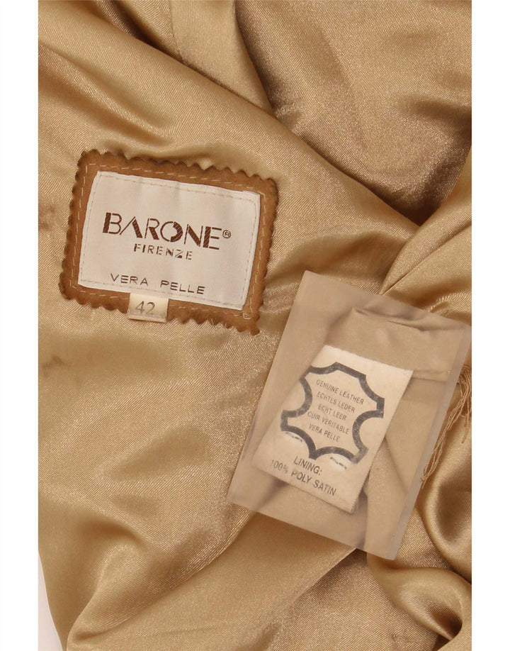 Barone Womens Leather Jacket IT 42 Medium Brown