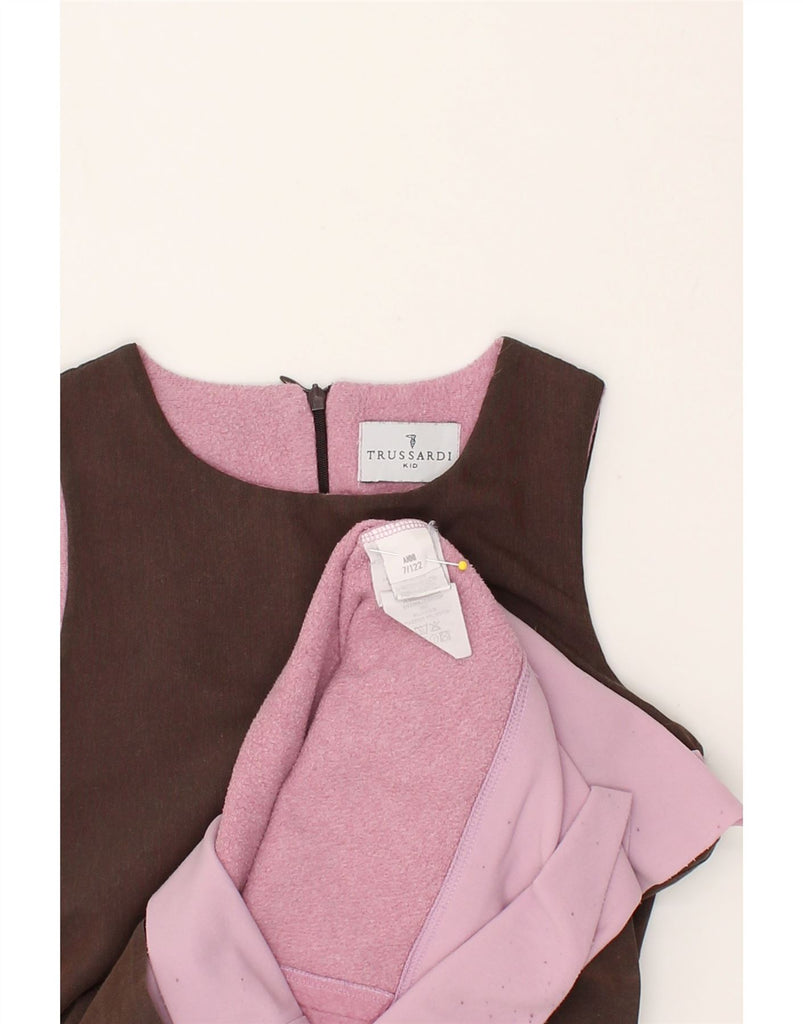 TRUSSARDI Girls Sleeveless A-Line Dress 6-7 Years Brown Colourblock | Vintage Trussardi | Thrift | Second-Hand Trussardi | Used Clothing | Messina Hembry 