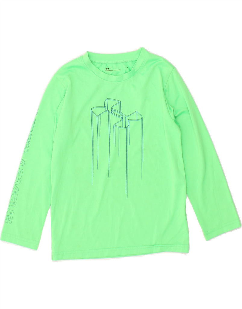 UNDER ARMOUR Boys Graphic Top Long Sleeve 5-6 Years Green Polyester | Vintage Under Armour | Thrift | Second-Hand Under Armour | Used Clothing | Messina Hembry 